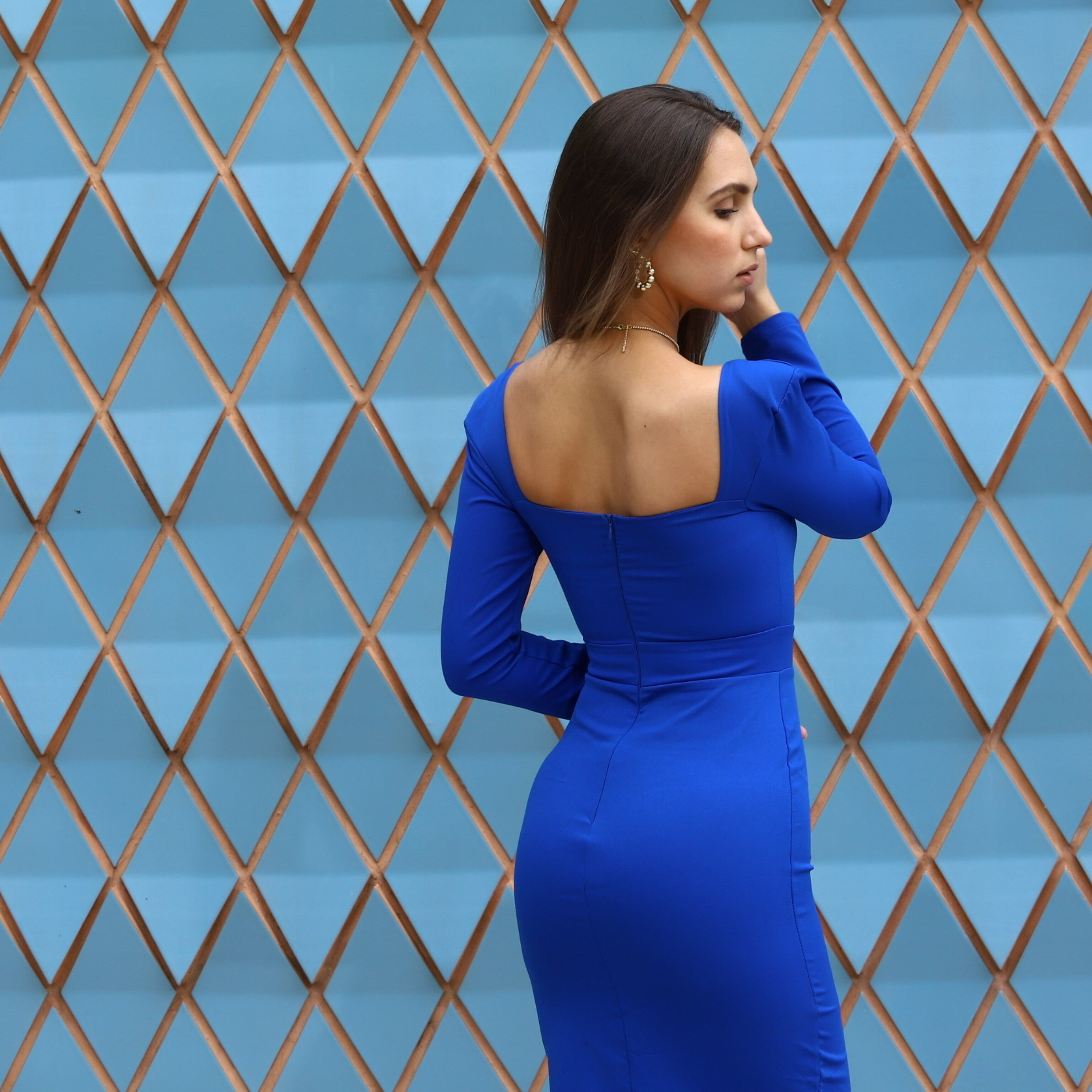 VICTORIA AZUL - Square V-neckline dress – Bianti